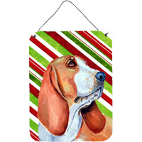 "Caroline's Treasures LH9242DS1216 Basset Hound Candy Cane Holiday Christmas Wall or Door Hanging Prints, 16"" x 12"", Multicolor"