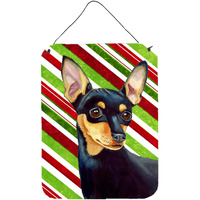 "Caroline's Treasures Min Pin Candy Cane Holiday Christmas Wall or Door Hanging Prints, 16"" x 12"", Multicolor"