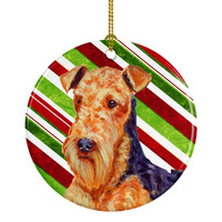 "Caroline's Treasures LH9246-CO1 Airedale Candy Cane Holiday Christmas Ceramic Ornament, Multicolor"
