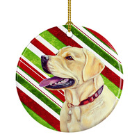 "Caroline's Treasures LH9248-CO1 Labrador Candy Cane Holiday Christmas Ceramic Ornament, Multicolor"