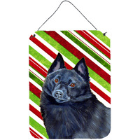 "Caroline's Treasures Schipperke Candy Cane Holiday Christmas Wall or Door Hanging Prints, 16"" x 12"", Multicolor"