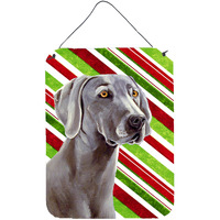 "Caroline's Treasures Weimaraner Candy Cane Holiday Christmas Wall or Door Hanging Prints, 16"" x 12"", Multicolor"