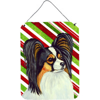 "Caroline's Treasures Papillon Candy Cane Holiday Christmas Wall or Door Hanging Prints, 16"" x 12"", Multicolor"
