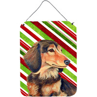 "Caroline's Treasures LH9256DS1216 Dachshund Candy Cane Holiday Christmas Wall or Door Hanging Prints, 16"" x 12"", Multicolor"