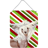 "Caroline's Treasures Chinese Crested Candy Cane Holiday Christmas Wall or Door Hanging Prints, 16"" x 12"", Multicolor"
