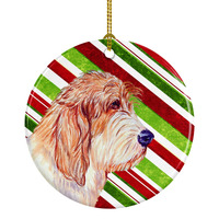 "Caroline's Treasures LH9262-CO1 Petit Basset Griffon Vendeen Candy Cane Holiday Christmas Ceramic Ornament, Multicolor"