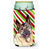 Norwegian Elkhound Candy Cane Holiday Christmas  Tall Boy Beverage Insulator Beverage Insulator Hugger