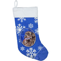 "Caroline's Treasures Newfoundland Winter Snowflakes Holiday Christmas Stocking, 11 x 18"", Multicolor"