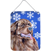 "Caroline's Treasures Newfoundland Winter Snowflakes Holiday Wall or Door Hanging Prints, 16"" x 12"", Multicolor"