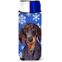 Dachshund Winter Snowflakes Holiday Ultra Beverage Insulators for slim cans LH9268MUK