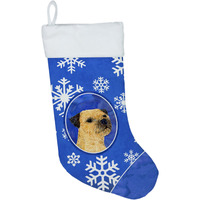 "Caroline's Treasures Border Terrier Winter Snowflakes Holiday Christmas Stocking, 11 x 18"", Multicolor"