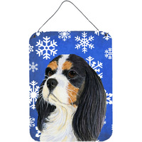 "Caroline's Treasures LH9279DS1216 Cavalier Spaniel Winter Snowflakes Holiday Wall or Door Hanging Prints, 16"" x 12"", Multicolor"