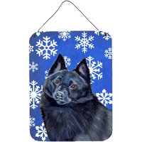 "Caroline's Treasures Schipperke Winter Snowflakes Holiday Wall or Door Hanging Prints, 16"" x 12"", Multicolor"