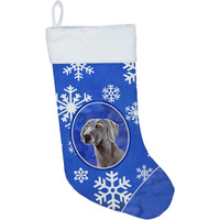 "Caroline's Treasures Weimaraner Winter Snowflakes Holiday Christmas Stocking, 11 x 18"", Multicolor"