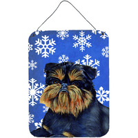 "Caroline's Treasures LH9298DS1216 Brussels Griffon Winter Snowflakes Holiday Wall or Door Hanging Prints, 16"" x 12"", Multicolor"