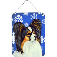 "Caroline's Treasures LH9300DS1216 Papillon Winter Snowflakes Holiday Aluminium Metal Wall or Door Hanging Prints, 16"" x 12"", Multicolor"