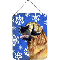 "Caroline's Treasures Leonberger Winter Snowflakes Holiday Wall or Door Hanging Prints, 16"" x 12"", Multicolor"