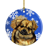 Tibetan Spaniel Winter Snowflake Holiday Ceramic Ornament LH9304