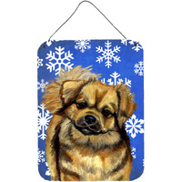 "Caroline's Treasures Tibetan Spaniel Winter Snowflakes Holiday Wall or Door Hanging Prints, 16"" x 12"", Multicolor"