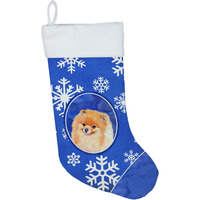 "Caroline's Treasures Pomeranian Winter Snowflakes Holiday Christmas Stocking, 11 x 18"", Multicolor"