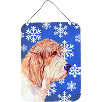"Caroline's Treasures Petit Basset Griffon Vendeen Winter Snowflakes Wall or Door Hanging Prints, 16"" x 12"", Multicolor"