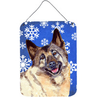"Caroline's Treasures Norwegian Elkhound Winter Snowflakes Flag Wall or Door Hanging Prints Lh9308, 16"" x 12"", Multicolor"
