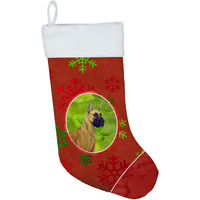 "Caroline's Treasures LH9310-CS Great Dane Red and Green Snowflakes Holiday Christmas Stocking, 11 x 18"", Multicolor"