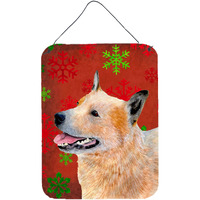 "Caroline's Treasures Australian Cattle Dog Red Snowflakes Christmas Wall or Door Hanging Prints, 16"" x 12"", Multicolor"