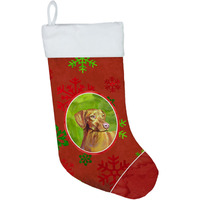"Caroline's Treasures LH9325-CS Vizsla Red and Green Snowflakes Holiday Christmas Stocking, 11 x 18"", Multicolor"