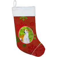 "Caroline's Treasures Whippet Red and Green Snowflakes Holiday Christmas Stocking, 11 x 18"", Multicolor"