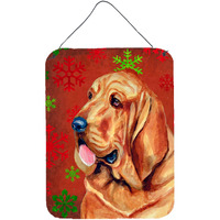 "Caroline's Treasures Bloodhound Red Snowflakes Holiday Christmas Wall or Door Hanging Prints, 16"" x 12"", Multicolor"