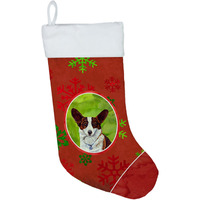 "Caroline's Treasures Corgi Red and Green Snowflakes Holiday Christmas Stocking, 11 x 18"", Multicolor"