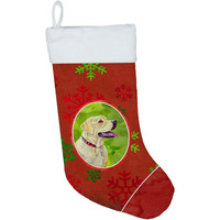 "Caroline's Treasures LH9338-CS Labrador Red and Green Snowflakes Holiday Christmas Stocking, 11 x 18"", Multicolor"