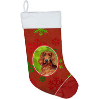 "Caroline's Treasures Irish Setter Red and Green Snowflakes Holiday Christmas Stocking, 11 x 18"", Multicolor"