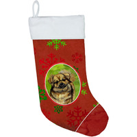 "Caroline's Treasures Tibetan Spaniel Red and Green Snowflakes Holiday Christmas Stocking, 11 x 18"", Multicolor"