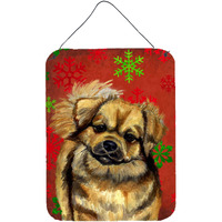 "Caroline's Treasures Tibetan Spaniel Red Snowflakes Holiday Christmas Wall or Door Hanging Prints, 16"" x 12"", Multicolor"
