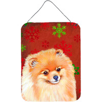"Caroline's Treasures Pomeranian Red Snowflakes Holiday Christmas Wall or Door Hanging Prints, 16"" x 12"", Multicolor"