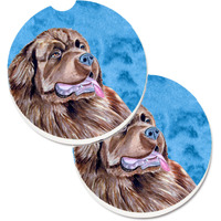 "Caroline's Treasures Blue Newfoundland Set of 2 Cup Holder Car Coasters LH9354BUCARC, 2.56, Multicolor"