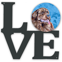 "Caroline's Treasures Blue Newfoundland Metal Artwork Love wall-decor, Multicolor"