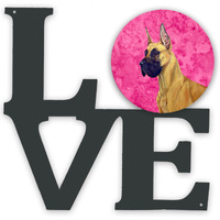 "Caroline's Treasures Pink Dane Metal Artwork Love wall-decor, Multicolor"