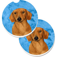 "Caroline's Treasures Blue Dachshund Set of 2 Cup Holder Car Coasters LH9357BUCARC, 2.56, Multicolor"