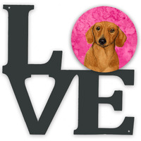 "Caroline's Treasures Pink Dachshund Metal Artwork Love wall-decor, Multicolor"