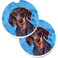 "Caroline's Treasures Blue Dachshund Set of 2 Cup Holder Car Coasters LH9358BUCARC, 2.56, Multicolor"