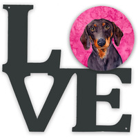 "Caroline's Treasures Pink Dachshund Metal Artwork Love wall-decor, Multicolor"