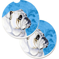 "Caroline's Treasures Blue Bulldog English Set of 2 Cup Holder Car Coasters LH9364BUCARC, 2.56, Multicolor"