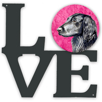 "Caroline's Treasures Pink Flat Coated Retriever Metal Artwork Love wall-decor, Multicolor"