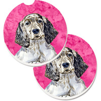 "Caroline's Treasures Pink English Setter Set of 2 Cup Holder Car Coasters LH9367PKCARC, 2.56, Multicolor"