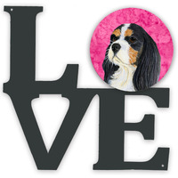 "Caroline's Treasures Pink Cavalier Spaniel Metal Artwork Love wall-decor, Multicolor"