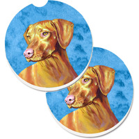 "Caroline's Treasures Blue Vizsla Set of 2 Cup Holder Car Coasters LH9370BUCARC, 2.56, Multicolor"