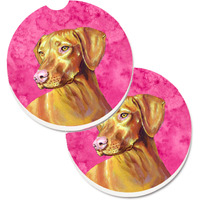 "Caroline's Treasures Pink Vizsla Set of 2 Cup Holder Car Coasters LH9370PKCARC, 2.56, Multicolor"